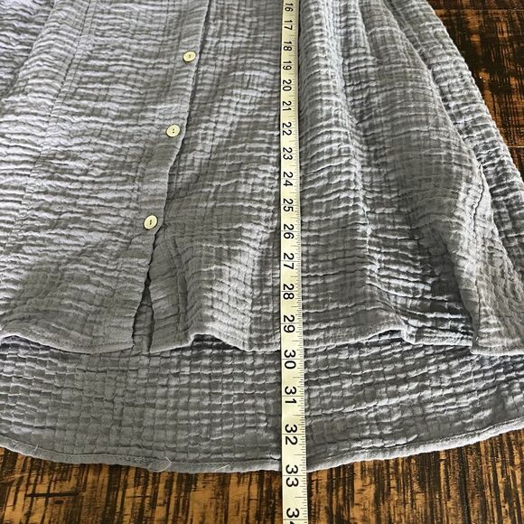 Zara Crinkle Texture Babydoll Tunic Dress Blue Gray Size Small Gauze Beach 208 - Picture 7 of 8